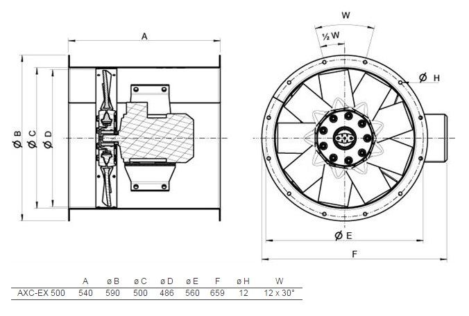 Изображение для товара Systemair AXC-EX 500-9/26°-2