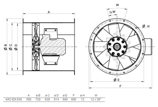 Изображение для товара Systemair AXC-EX 630-9/18°-4