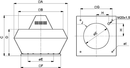 Размеры крышного вентилятора Systemair DVNI