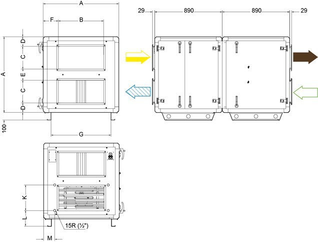 Габаритные размеры Systemair TOPVEX SR11 HWH-L-CAV