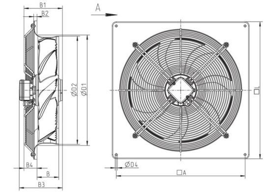 Габаритные размеры вентилятора Systemair AW 250E4 SILEO