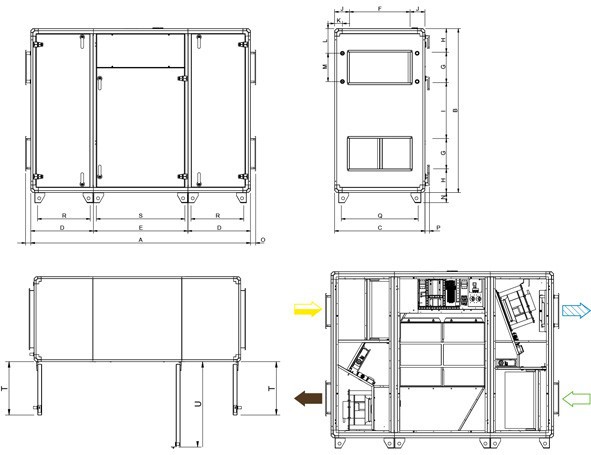 Размеры установки Systemair TOPVEX SC06 HW-R-CAV