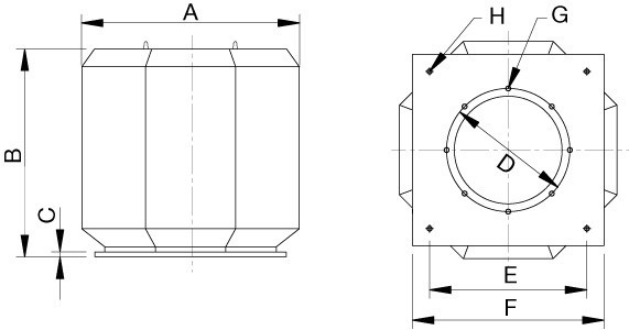 Размеры Systemair DVV-EX 560D6-XL