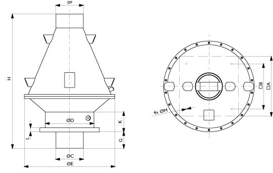Размеры вентилятора Systemair DVP 400D4-8-L