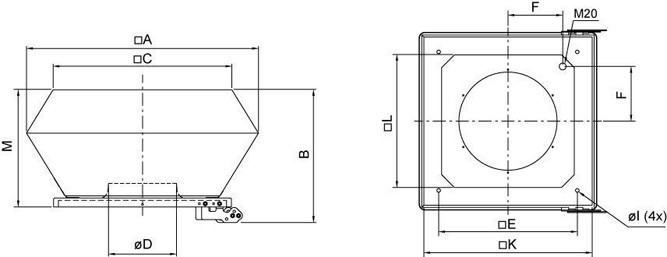 Размеры вентилятора Systemair DVEX 400D4