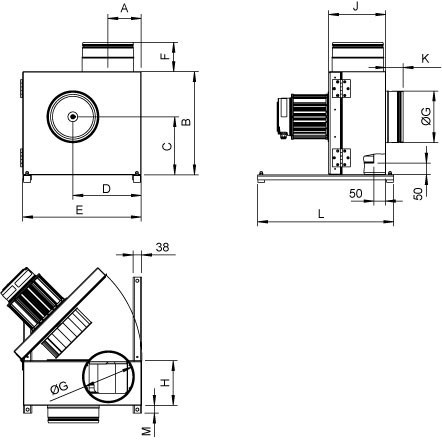 Габаритные размеры вентилятора Systemair KBT 180EC