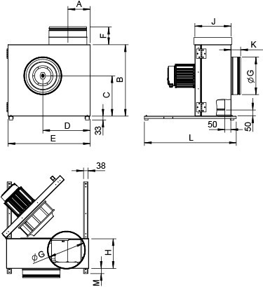 Размеры вентилятора Systemair KBR 355EC-K