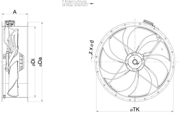 Габаритные размеры вентилятора AR 710DV SILEO