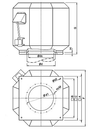 Габаритные размеры вентилятора Systemair DVV 560D4-XM/120°C